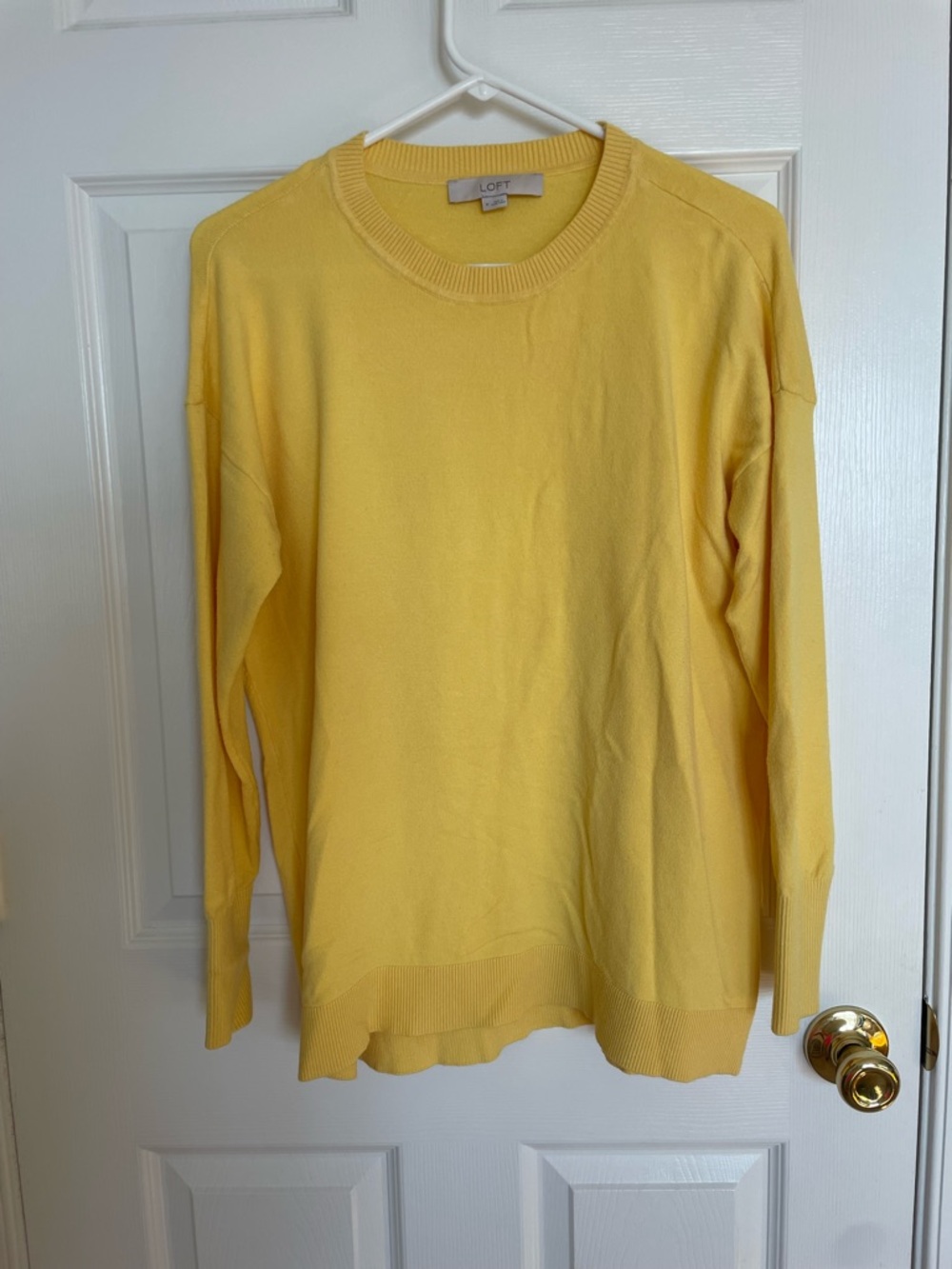 LOFT Sunny Yellow Lightweight Crewneck Sweater